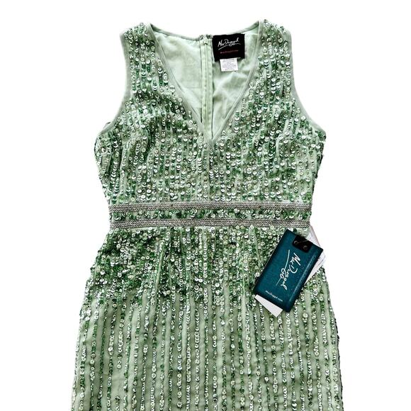 Mac Duggal Sage Green Full Bead Sequin Midi Dress Size 6 NEW #93606 Wedding Prom - Picture 5 of 13